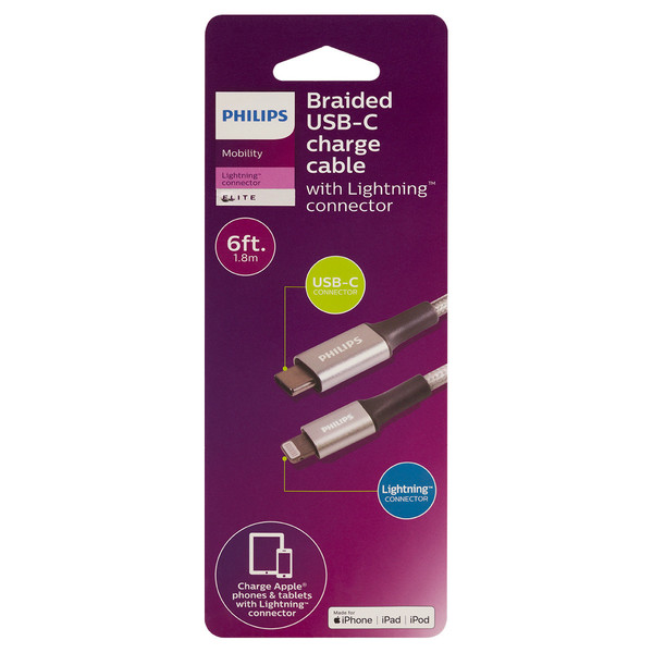 Jasco Philips C To Lightning 6Ft Cable 4Pc PHLTOC6FT